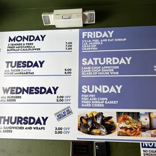 Daily specials posted at the entrance