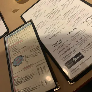 menu and beer