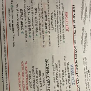 Shrimpfest 2023 menu