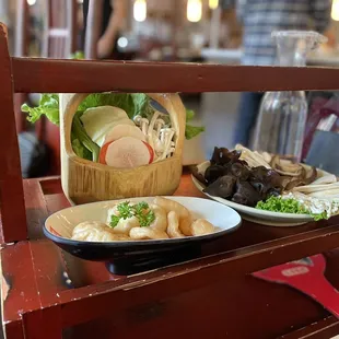 two plates of food on a table