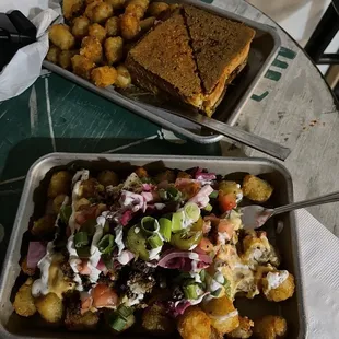 Adult Grilled Cheese and Loaded Totchos