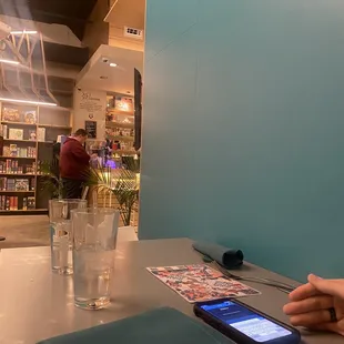 View from my boyfriends seat. Did I mention there was a huge wall blocking us from the main section and trivia screen? Lame.