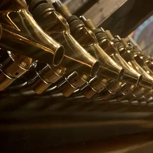 a row of brass pipes