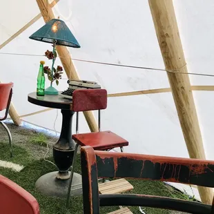 Inside teepee
