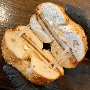 the inside of a sandwich
