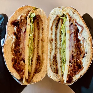 two halves of a sandwich