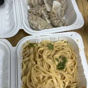 Peanut noodles and dumplings