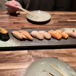 Uni, snow crab, amberjack, salmon belly, yellowtail belly. Everything but the snowcrab was 10/10. Come here for the fish quality