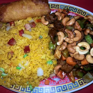 Beef w cashews n pork fried rice