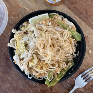 &quot;Pad Thai&quot; after I added spice and sauce at home. Else just bland over cooked noodles. Still didn&apos;t eat it, worst I&apos;ve ever had
