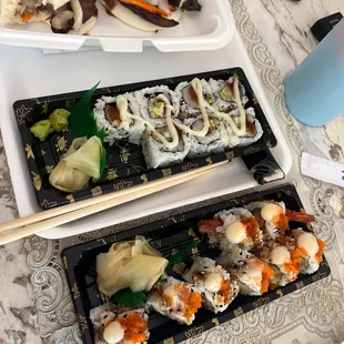 Yellowtail, shrimp tempura roll and pork bao buns. SO AMAZING!