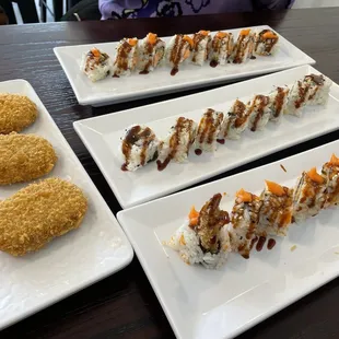 Curry Croquettes Shrimp Tempura Roll Eel Avocado Roll Cooked Salmon Roll