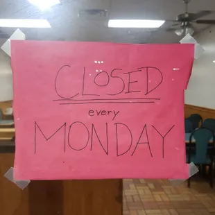 closed every monday