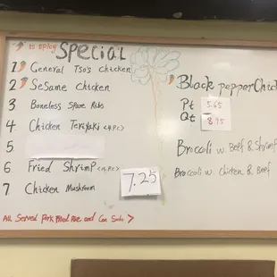 specials on the menu