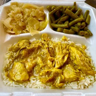 Chicken curry with cabbage and string beans