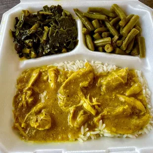 Chicken Curry with cabbage and string beans