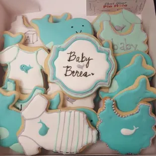 a box of decorated cookies