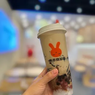 Signature grass jelly milk tea