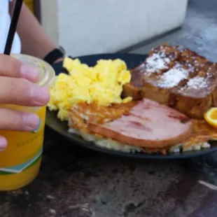Front side toast combo with fresh oj - great!