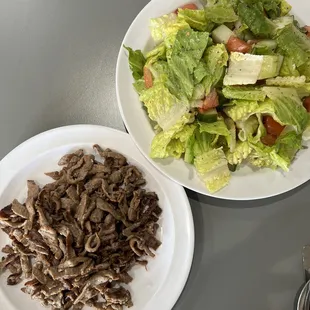 Fattoush Salad with a Side of beef shawarma