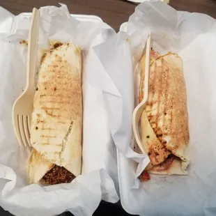 Falafel wrap on left. Shitken shwarma wrap on right.  Sooooo tiny....