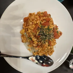 Tomato and egg over rice