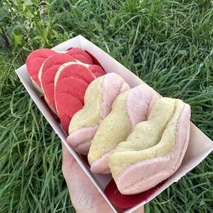Palm sized sweet concha's, strawberry and vanilla flavored