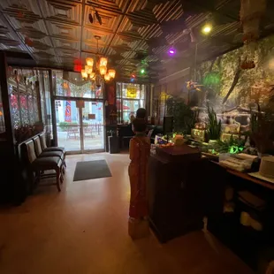 the entrance to the restaurant