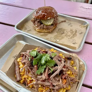 Brisket Sandwich and SB Fiend's Elote