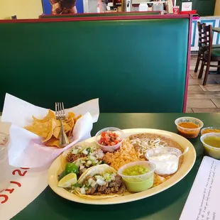 3 Soft Taco Plate with Carnitas, Asada, and AL Pastor Tacos