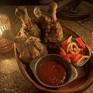 Fried chicken drumsticks