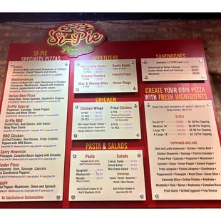 Wall Menu! Late Evening Pizza Pit Stop.Si-Pie Pizza!N Broadway St. Quick Slice of Pizza to Go! Nice &amp; Easy!