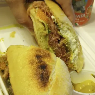 The deluxe sandwich and Sicilian orange soda.