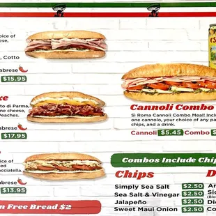 Menu as of October 2024