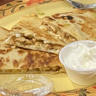 a plate of quesadillas