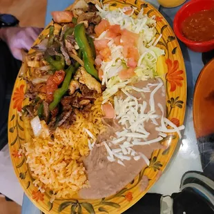 Steak and chicken fajitas