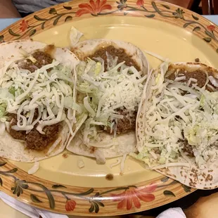 American Tacos - Ground Beef, Lettuce &amp; Cheese