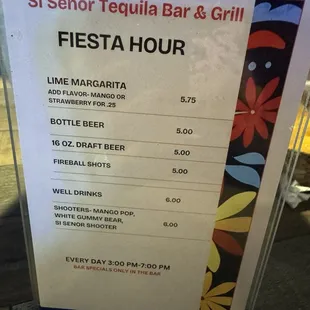 Happy Hour Drink Menu