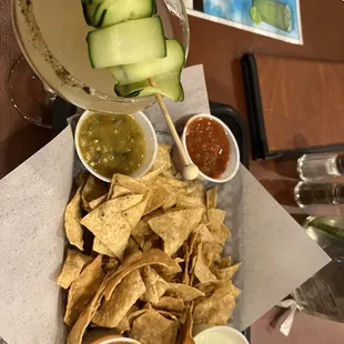 Chips and 3 salsas