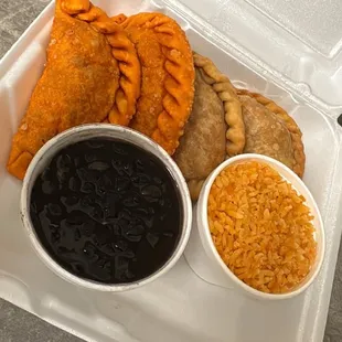 Mixed Empanada Rice Black Beans