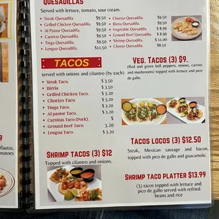 sushi and sashimi, menu