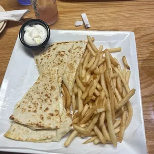 Kids Quesadilla and fries