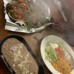 Fajitas and extra beans