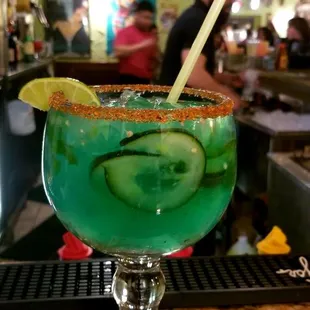 Cucumber Jalapeno Spiced-rim Margarita