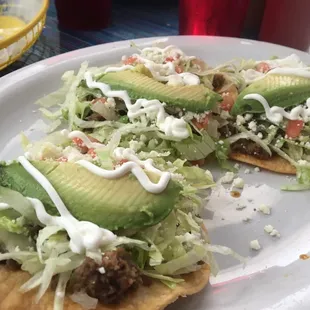 Beef toastados. So good and crunchy. Avocado was a nice touch
