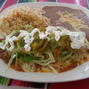 Under all the toppings is a  salty skinny Burrito