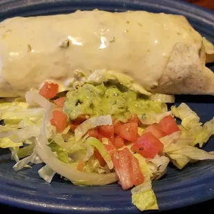 Jose El Burrito (steak) with guacamole salad