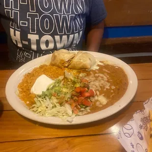 Shredded chicken chimichanga