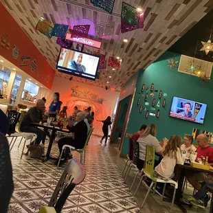 people sitting at tables