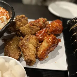 Half spicy, half soy garlic wings